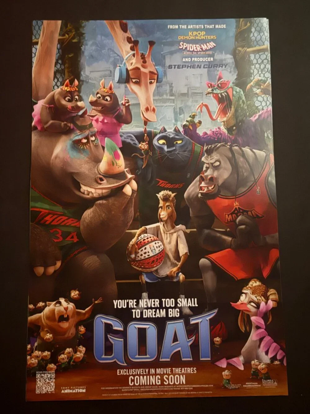 GOAT Mini Movie Poster Sony Pictures Animation 11x17